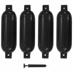 VidaXL Pare-choc de bateau 4 pcs Noir 51x14 cm PVC