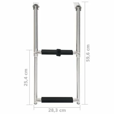 VidaXL Échelle d'embarquement pliable 2 marches Acier inoxydable 7 VidaXL Échelle d'embarquement pliable 2 marches Acier inoxydable – Image 5