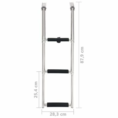 VidaXL Échelle d'embarquement pliable 3 marches Acier inoxydable 7 VidaXL Échelle d'embarquement pliable 3 marches Acier inoxydable – Image 5